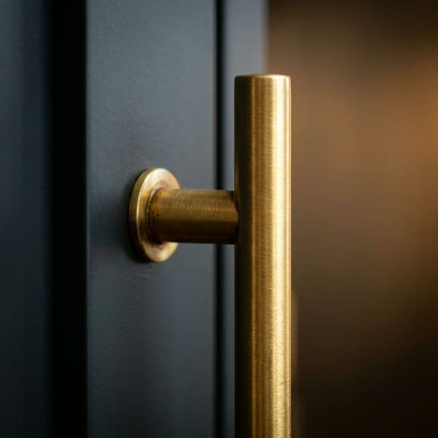 Złoty uchwyt meblowy — gabinet zarządu meble na wymiar WMS MEBLE Kutno